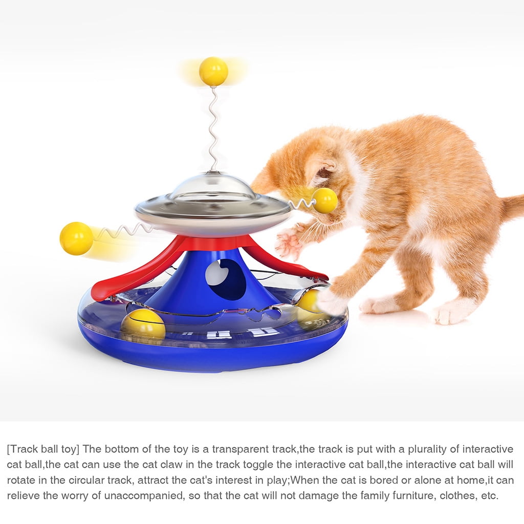 Four-Color Funny Kitten Plush Ball Toys Cats Turntable Funny for Cat Ball Leaking Food Toy Interactive for Cat Toy Durab