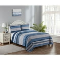 thumbnail image 3 of Legacy Decor 3 Pcs Quilt Reversible Bedspread Coverlet Blue & White Patchwork Design Ultra Soft Microfiber Oversized Queen 100"W x 106"L, All Ages., 3 of 5