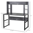 thumbnail image 3 of Homcom Office Computer Desk Writing Table Workstation with Storage Shelves, Black, 3 of 8