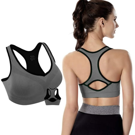 

Padded Seamless Sports Bras Women s Racerback Yoga Bras with High Impact Support for Indoor Outdoor Gym Fitness XXL Size Gray