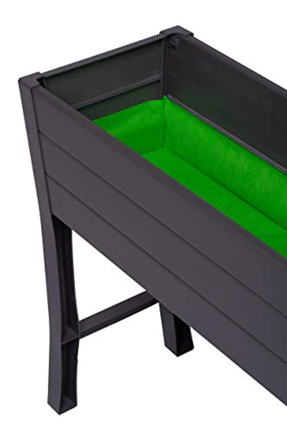 NuVue Products 26021 Elevated Garden Bed - 36” x 15” x 32” Slate Gray PVC Woodgrain Texture Weather-Resistant Planter Box, 1 Count