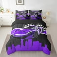 thumbnail image 2 of YST Racing Car Comforter Set, 7-Piece, Purple Black, Queen, 2 of 4