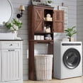 thumbnail image 6 of ZYPPP  Over The Toilet Storage Cabinet, Farmhouse Bathroom Cabinet with Adjustable Shelf & Barn Door, 67" Tall Over The Toilet Shelf, Brown, 6 of 14