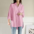 thumbnail image 2 of IROINNID Shirts for Women Long Sleeve Deals Casual Button Down Loose Fitting Solid Blouse,Pink, 2 of 9