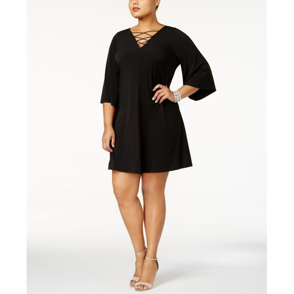 Jessica Howard Plus Size Lace-Up Dress (Black, 20W)