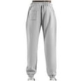 thumbnail image 3 of ohmzyzo Men's Sweatpants Fleece Lined Athletic Joggers Drawstring Elastic Waisted Running Workout Sports Trousers with Pockets Light Gray Light Gray, 3 of 4