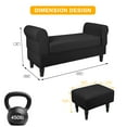 thumbnail image 5 of Fionafurn Contemporary Rolled Arm Velvet Storage Ottoman Bench with 2 Footstools, End of Bed Bench, Black, 5 of 8