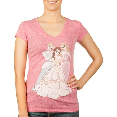 Disney - Juniors' Nerd Princess Short Sleeve V-Neck Graphic Tee ...