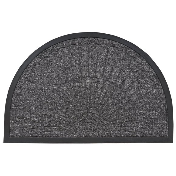 Superio Paillasson Demi-Rond en Fibre de Coco Gris 24"x35 Pouces
