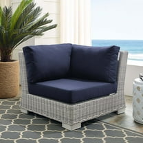 Modway Conway Sunbrella® Outdoor Patio Wicker Rattan Corner Chair in Light Gray Navy