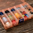 thumbnail image 3 of Plastic Storage Organizer Box, Orange Transparent 15-Grid Divided Design, 1 Pack Portable Container, for Storing Small Craft Beads Jewelry Hardware Screws Fishing Accessories Office Supplies, 3 of 5