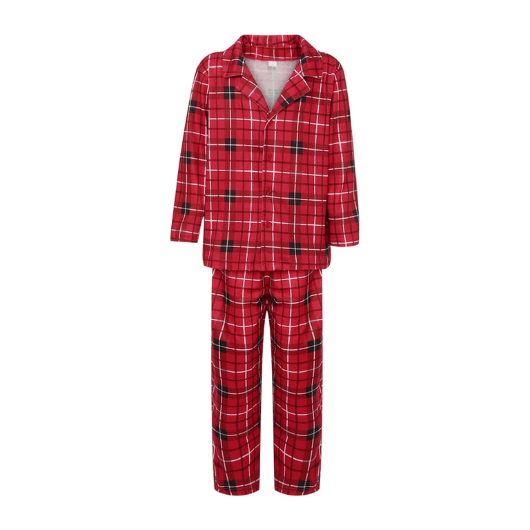 Canrulo Christmas Family Matching Pajamas Set Red Buffalo Plaids