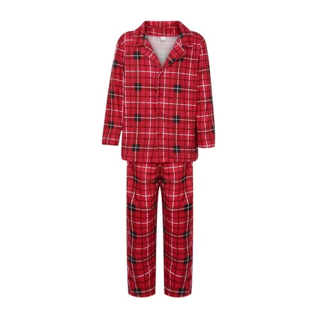 

MERSARIPHY Christmas Family Pajamas Plaid Pattern Elastic Waist Celebration