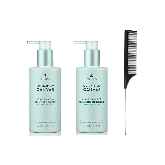 Alterna My Hair My Canvas More to Love Bodifying Shampoo and Conditioner Standard Set, 8.5oz ea (with Free Tail Combs)