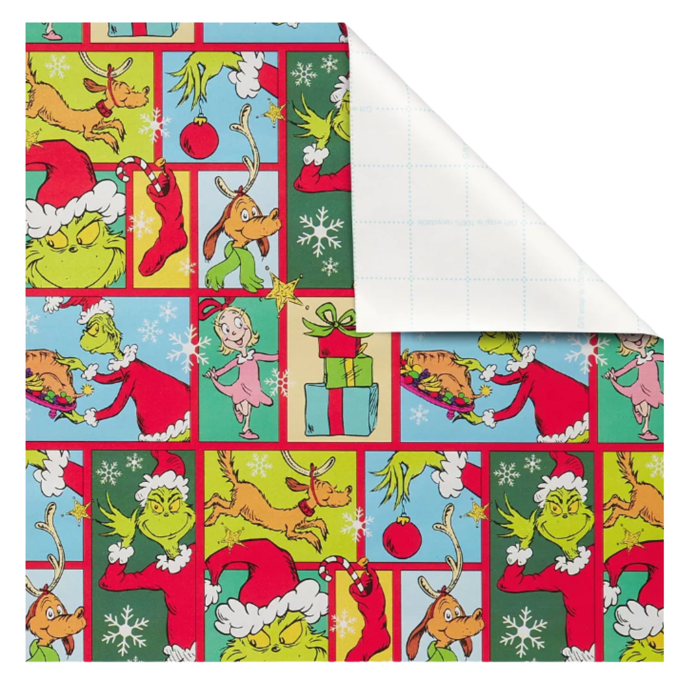 The Grinch Christmas Gift Wrapping Paper JUMBO 100 Sq Ft WHOLE ROLL/  UNOPENED