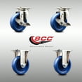 thumbnail image 2 of 4 Inch 316SS Solid Polyurethane Swivel Top Plate Caster Set 2 Brake 2 Rigid SCC, 2 of 2