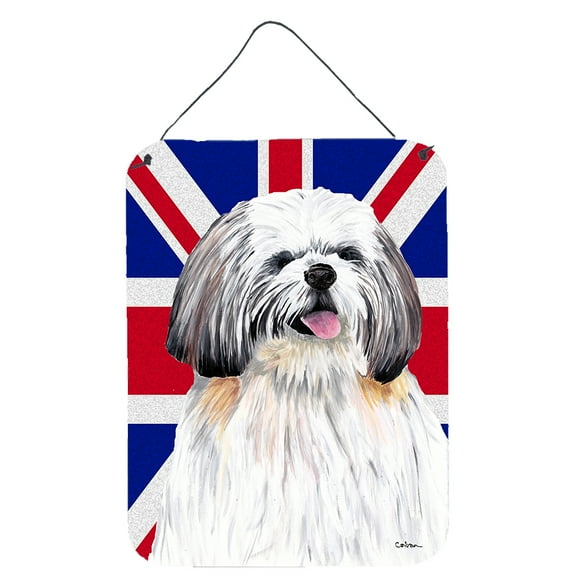 Carolines Treasures SC9840DS1216 Shih Tzu with English Union Jack British Flag Wall or Door Hanging Prints 12WX16H