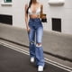 thumbnail image 1 of WILLBEST Jeans Mujer Pantalones Vaqueros de Cintura Alta para Mujer, Holgados, Elásticos, Cómodos, Con Cintura Elástica, Informales, Con Bolsillos y Diseño Moderno Con Agujeros. Chica, 1 of 3