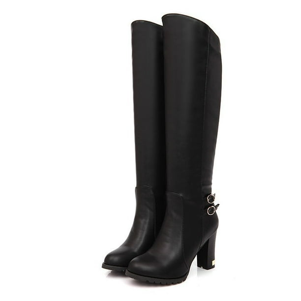 Botas altas Botas de caballero Tacón cuadrado pero botas hasta la rodilla Botas hasta la rodilla Botas de mujer de talla grande Botas Martin