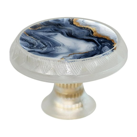 HemaKayy 4 Pack 1.37" Decorative Cabinet Knobs - Themed ABS Glass Drawer Handle, Durable & Rust-Resistant, Perfect for Kitchen, Bathroom, and Home Decor - Unique Marble Texture