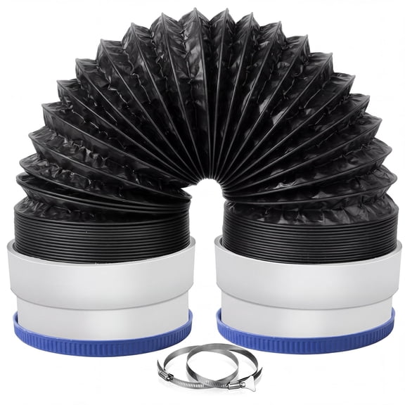 SUCUUI 4 Inch Dryer Vent Hose 5FT, 6-Layer Flexible Aluminum Dryer Duct with Rubber Seal Connectors and 2 Clamps, Easy-Install Heat-Resistant Dryer Exhaust Hose for Tight Spaces