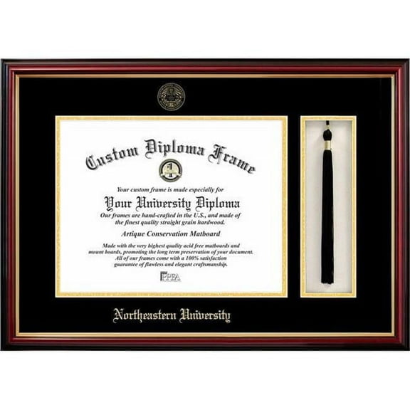 Campus Images MA999PMHGT-1411 14 x 11 in. Northeastern University Tassel Box & Diploma Frame - Lacquer
