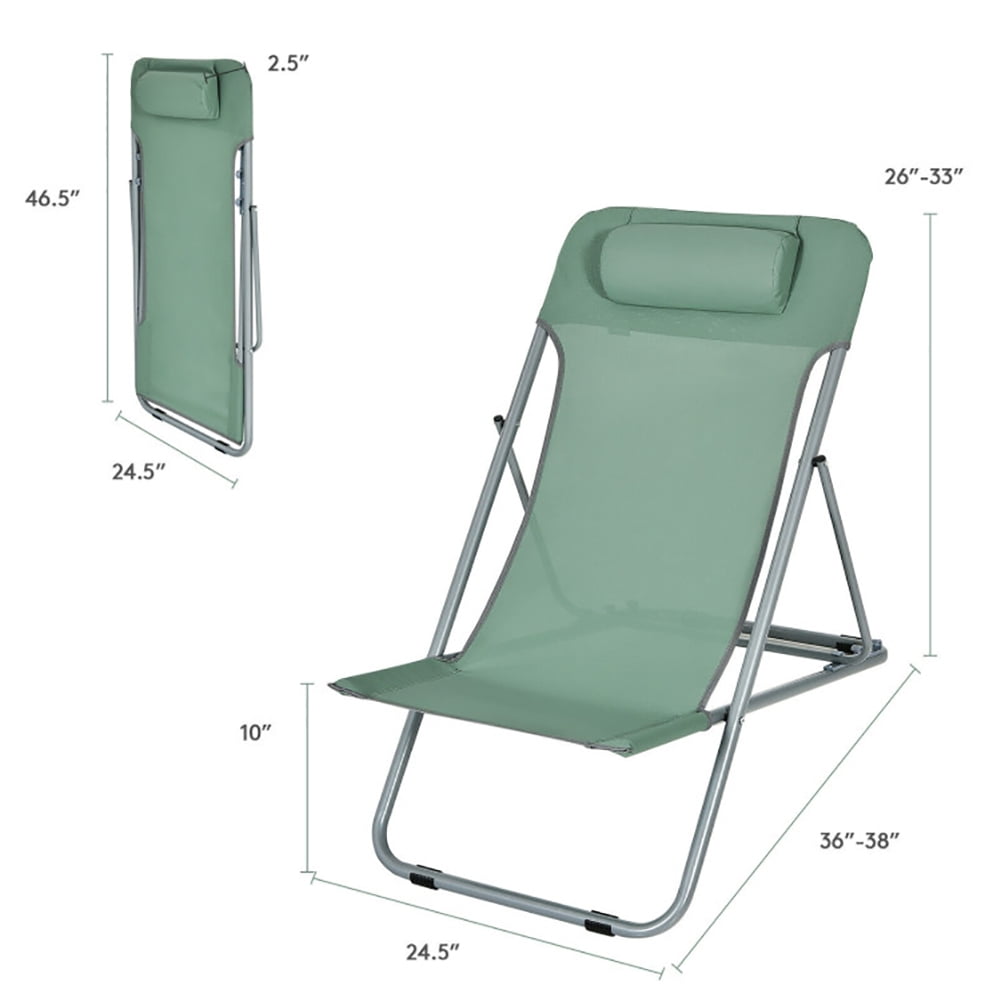 Aimee Lii Portable Beach Chair Set of 2 with Headrest, Outdoor Patio Furniture, Green Aimee Lii Portable Beach Chair Set of 2 with Headrest, Outdoor Patio Furniture, Green