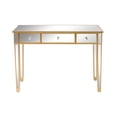 thumbnail image 2 of Hassch Modern Mirror Computer Desk with Drawers, Home Office Workstation PC Laptop Table, Champagne Gold, 2 of 10