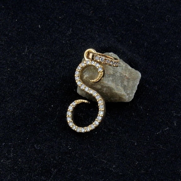 Silver Shop 2Ct Round Cubic Zirconia S Initial Alphabet Pendant 14K White Gold Finish