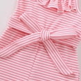 thumbnail image 5 of Tfken Girls Romper Sleeveless Stripe Summer Comfy Casual Romper With Belt Daily Wear Soft Toddler Comfortable Clothes Size 18-24 Months Pink, 5 of 9
