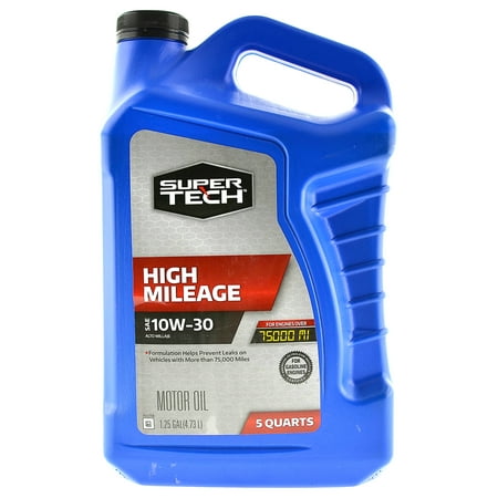(6 pack) (6 Pack) Super Tech High Mileage SAE 10W-30 Motor Oil, 5 Quarts