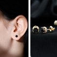 thumbnail image 3 of Rosec Jewels Black Onyx Solitaire Earrings with Diamond - Minimal Stud Earrings (AAA Grade), 18K Yellow Gold, 3 of 9