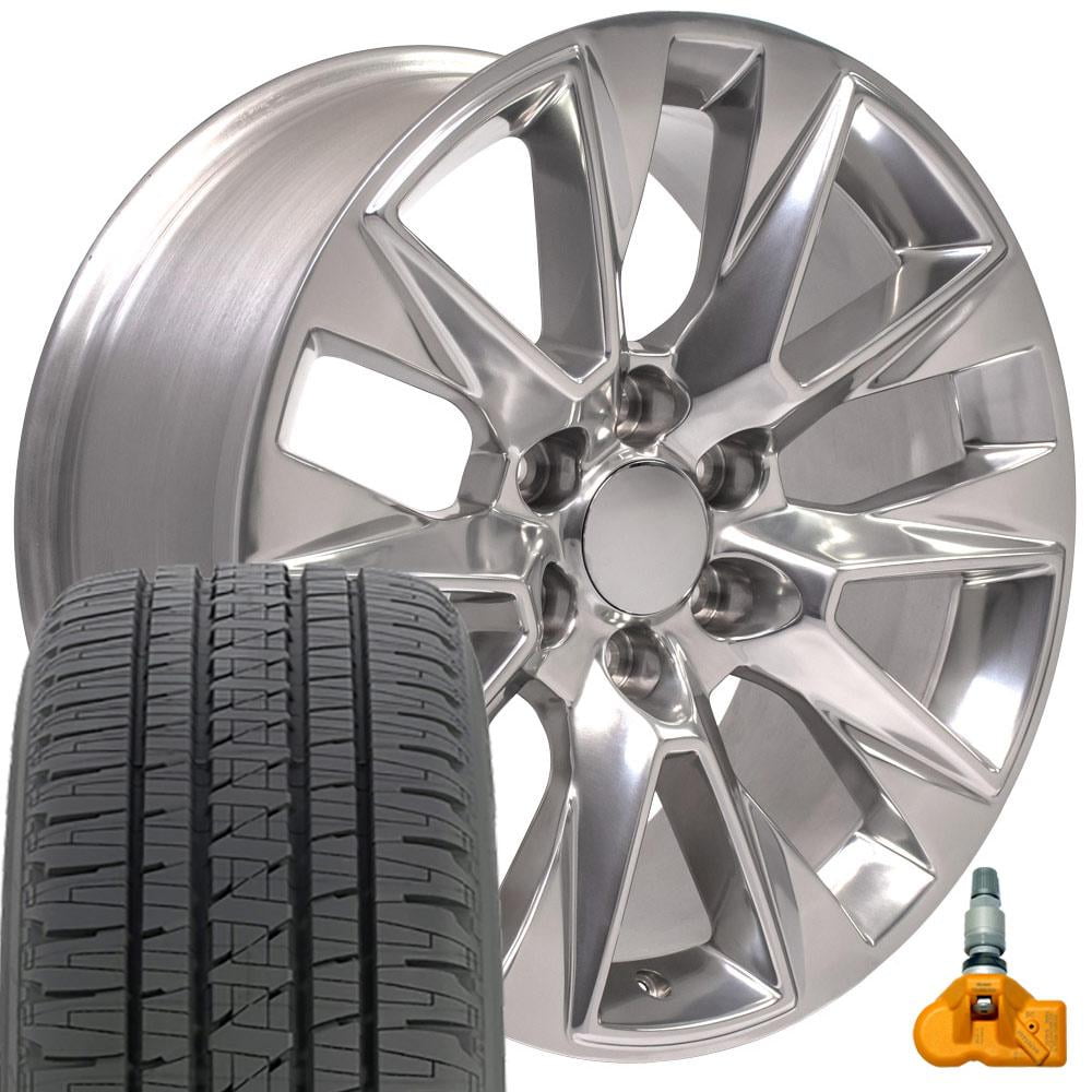 OE Wheels 20 inch Polished 5920 Rims, 275/55R20 Bridgestone Tires, TPMS