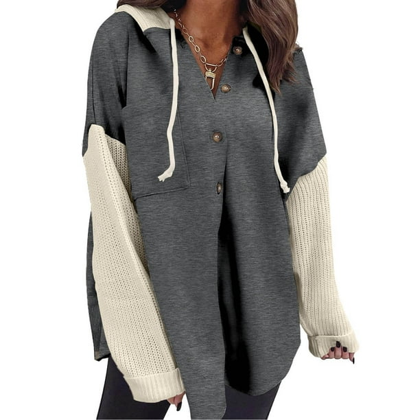 Ropa bonita,Sudadera con capucha y bloques de color para mujer, jersey de manga larga con patchwork, top informal de poliéster, para uso diario, sopatenor