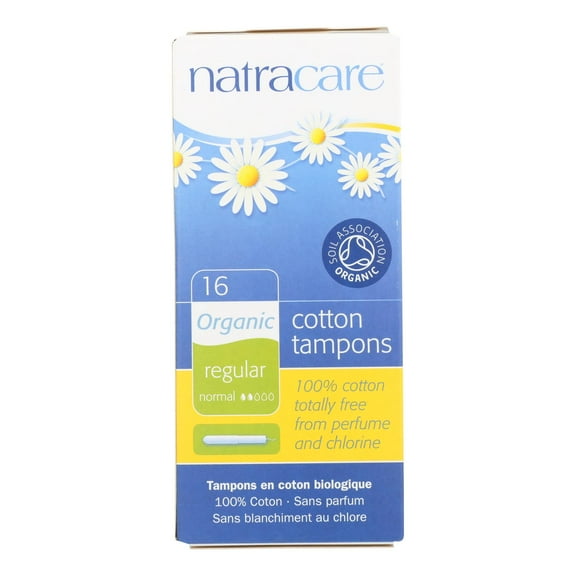 Natracare 100% Organic Cotton Tampons Regular W/ Applicator - 16 Tampons - Pack of 2