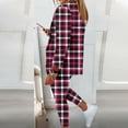 thumbnail image 3 of QUYUON Business Pant Suits for Women 2023 Plaid Print Long Sleeve Collared Open Front Blazer Jacket Pocket Two Piece Outfits Business Casual Blazer and Pants Set R-Pink M, 3 of 5