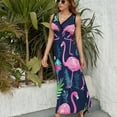 thumbnail image 3 of Flamingo Pattern Sleeveless Dress Woman Fashion Long Dresses Women's Summer Suit Dress 2025, 3 of 7