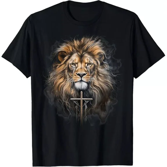 Christian Cross Lion Of Judah Religious Faith Jesus Pastor T-Shirt Unisex S-5XL Hot Trending Shirt, Vintage Birthday Gift