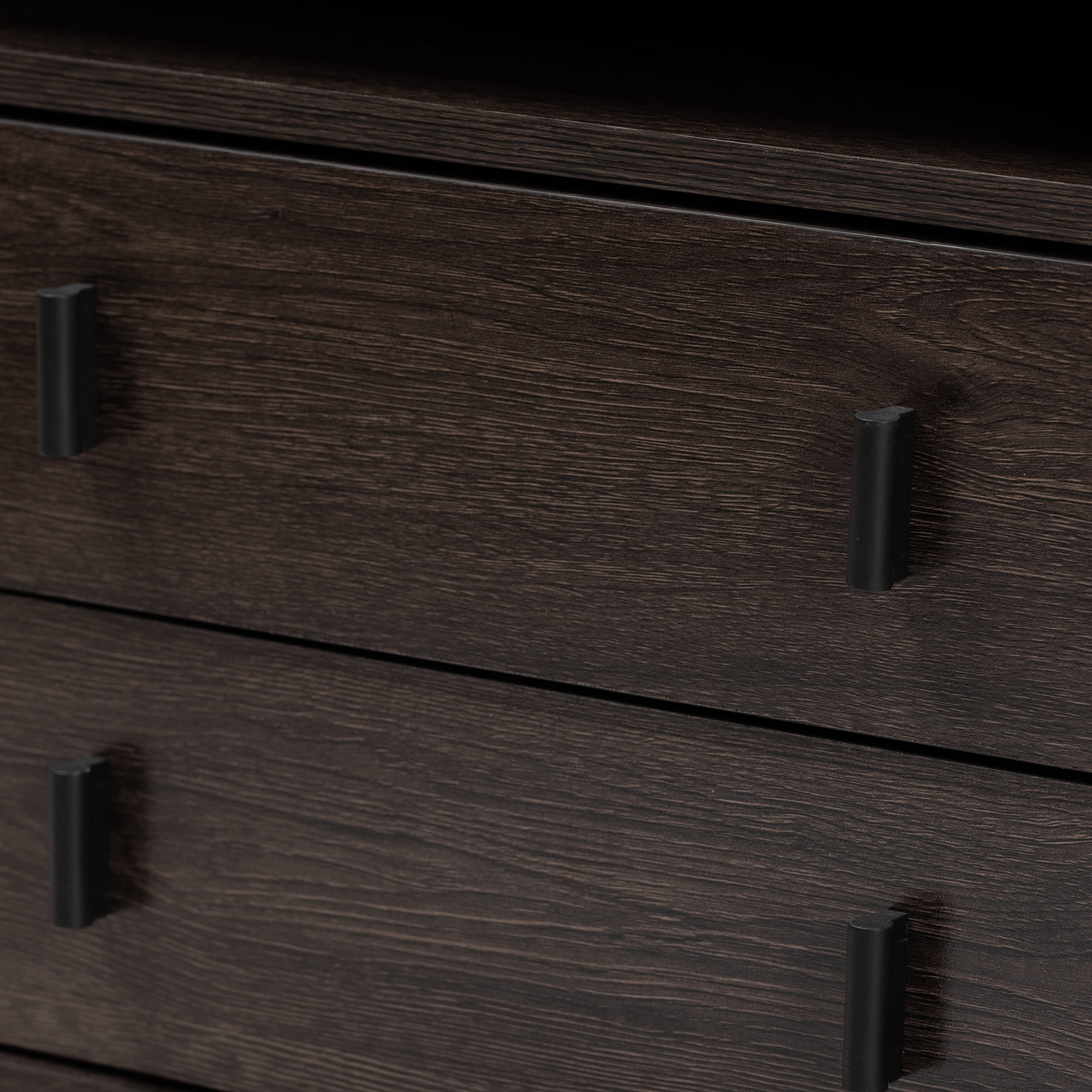 Baxton Studio Glover Modern and Contemporary Dark Brown Finished Wood and Black-Tone Finished Metal 2-Drawer Nightstand