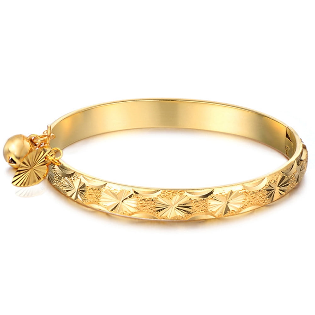 kids Baby Child Bell Beads Bangle Jewelry Bracelet Adjustable 14K Gold Filled 