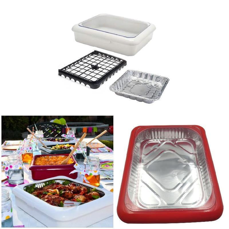  Foil Decor Serving Carrier for 9x13x2 Foil Pans, Heat Resistant  w/Handles, Lid Locks in Place for Safe and Easy Carrying, Lid Doubles as a  Serving Dish, 1 Foil Pan included, BPA
