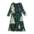 thumbnail image 3 of Christmas Girls' Maxi Dress Long Sleeve Snowflake Print Maxi Dress Crew Neck Soft Fabric Winter Theme Casual A-Line Floor Length Outfit, 3 of 4