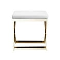 thumbnail image 4 of Benjara Sovi 20" Ottoman Stool- White Faux Leather Seat/Gold, 4 of 5