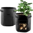thumbnail image 2 of Apuakthei Bolsa para plantas de 3 piezas Bolsa para plantas de tela no tejida Bolsa para patatas Bolsa para plantas para patatas Verduras Flores Plantas (35 x 40 cm, negro), 2 of 5