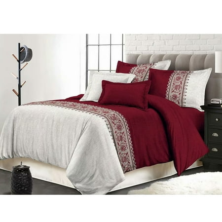 HGMart Bedding Comforter Set Bed In A Bag – 5 Pieces Luxury Microfiber Bedding Sets – 100% Polyester Bedroom Comforters, King Size, Keiskei Wine