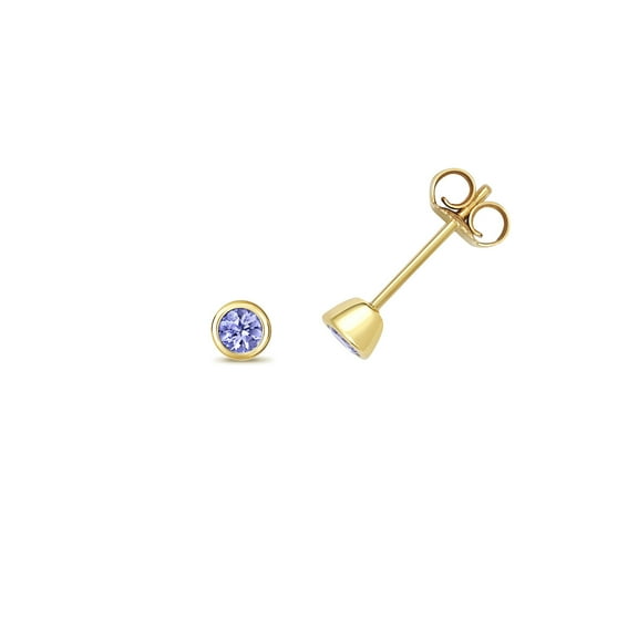 9k Gold Women Stud Earrings with Tanzanite - 4mm*4mm