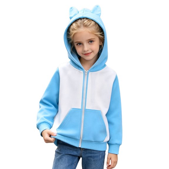 Likimi Children Girls Hoodies With Pocket Zipper Color Block Hooded Sweatshirt For Girls Long Sleeve Everyday Wear Fashionable Pullover Size 2-3 Years