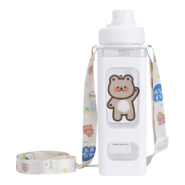 Botella Con Pajita 700 Ml Botella para Bonita Jarra Cuadrada (blanco)