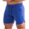 IYTR Mens Athletic Shorts Casual Fashion Solid Color Fitness Sports Quick Dry Running Training Pants Shorts Elastic Waist Drawstrin Shorts Dark Blue XL
