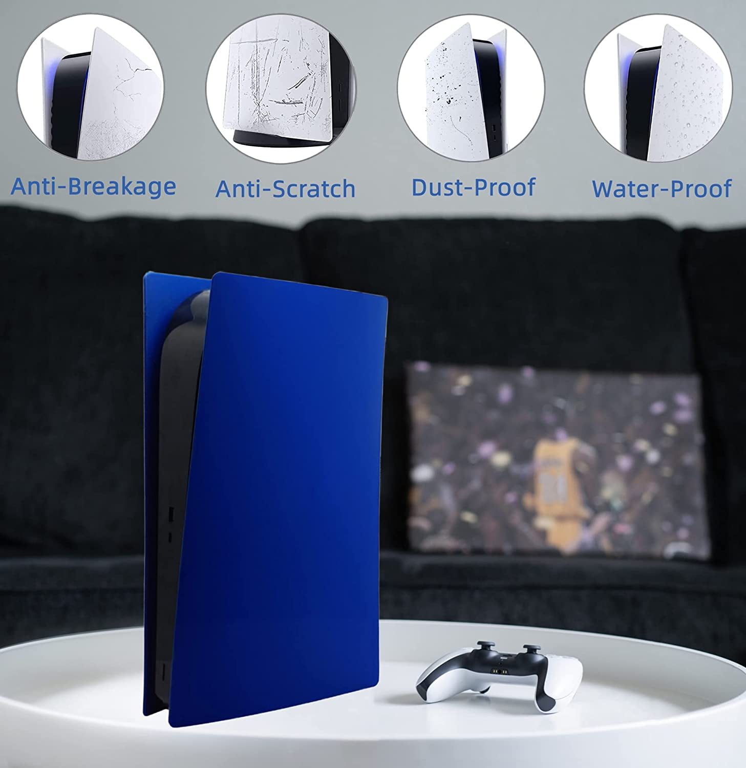 Digital Edition Face Plates Cover Skins Shell Panels for PS5 Console, For Playstation 5 Accessories Faceplate Protective Shell Replacement Plate Dustproof Anti-Scratch (Digital Blue)